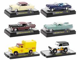 "Auto-Thentics" 6 piece Set Release 91 IN DISPLAY CASES Limited Edition 1/64 Diecast Model Cars by M2 Machines - Multicolor