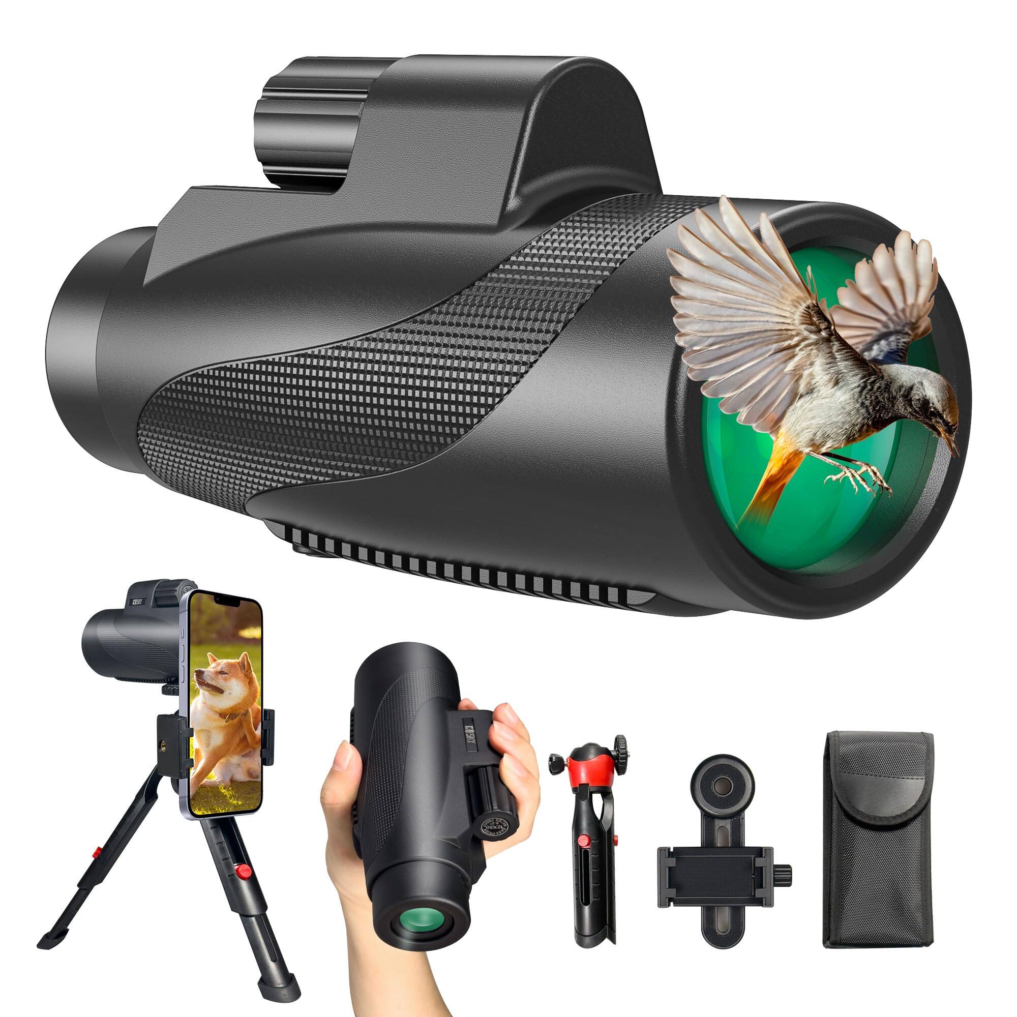 Front. DORLUKFU - 12x50 Monocular for Adults, Monocular Telescope with BAK4 Prism & FMC Lens,Lightweight Monocular Ideal for Bird Watching.