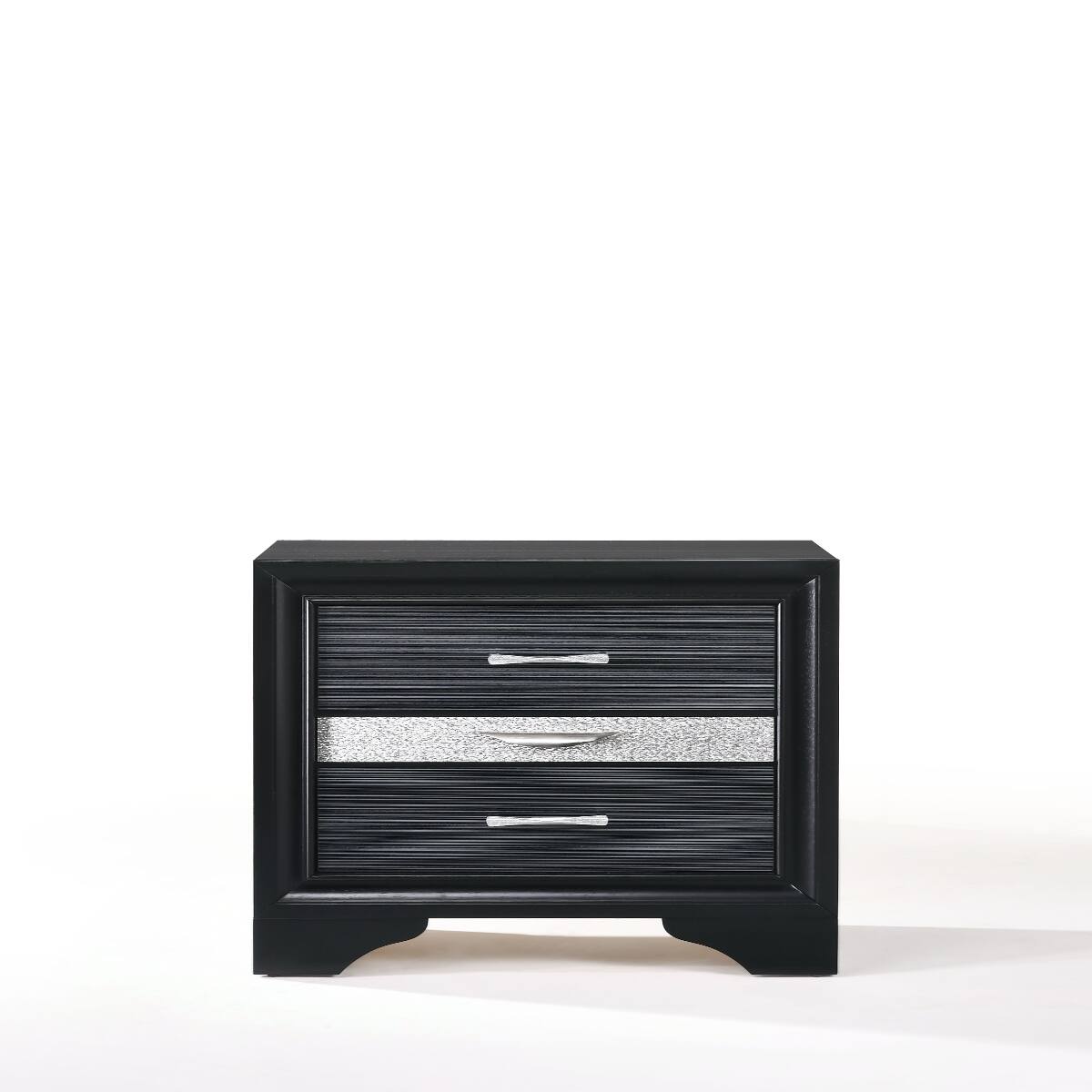 Alt View 3. Loheer - Loheer Black Nightstand with Drawers and Felt Lined Jewelry Storage - Black.