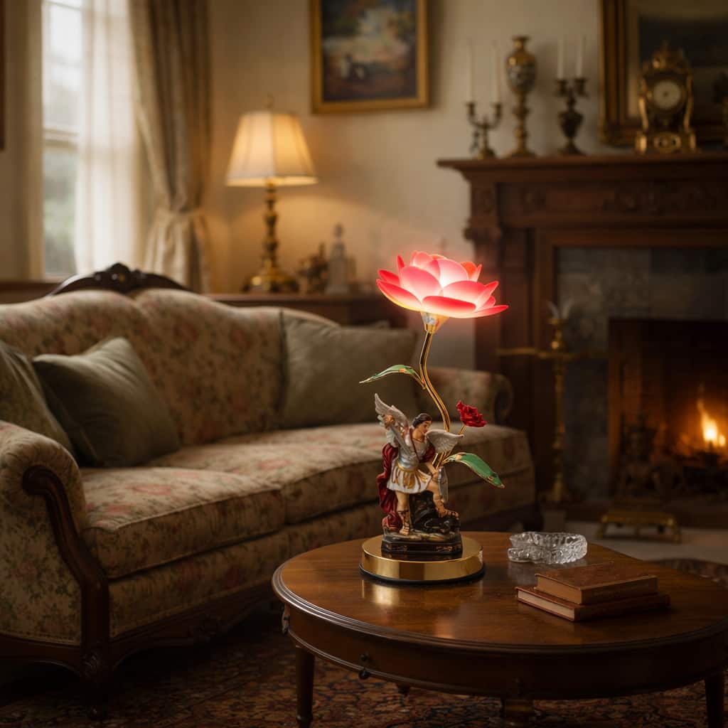 FC Design - 16"H Multicolor Arcangel Relegious Statue with Floral Touch Lamp