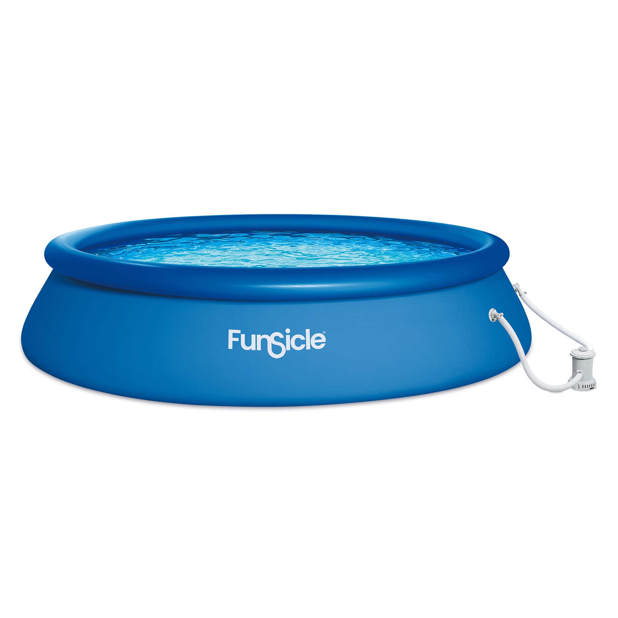 Funsicle - 15' x 36" QuickSet Inflatable Ring Top Outdoor Above Ground Pool w/Pump - Blue