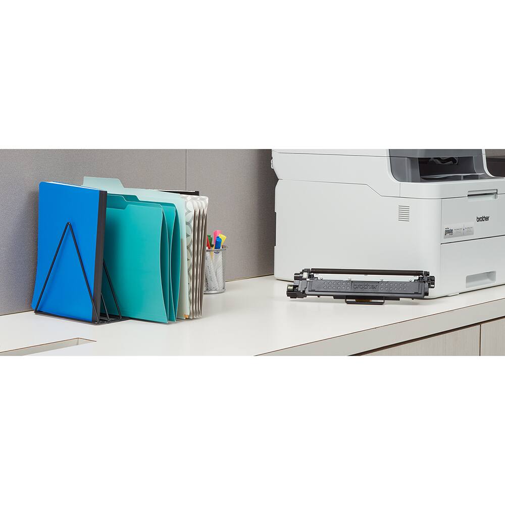 Left. Brother - TN227BK Genuine High Yield Black Toner Cartridge with Deco Essentials Guide.