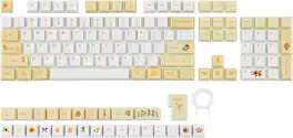 EPOMAKER - Sunflower PBT Keycaps, 133 Keys, Cherry Profile, Dye Sublimation, ISO/ANSI Layout - White Yellow