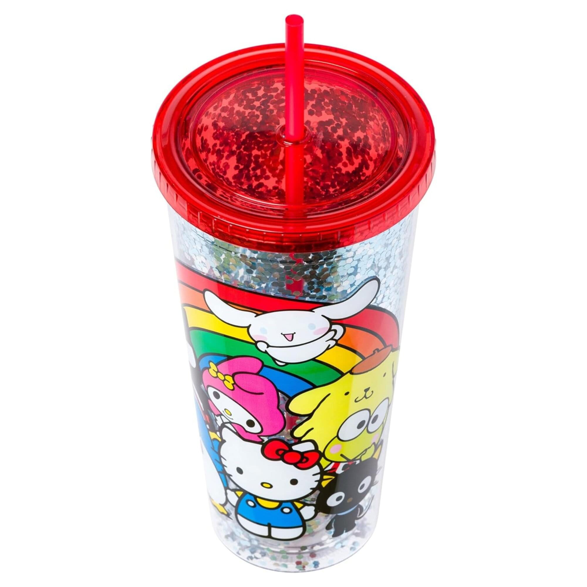 Alt View 3. Silver Buffalo - Sanrio Hello Kitty and Friends Rainbow 32-Ounce Carnival Cup With Lid and Straw - Multi-Colored.