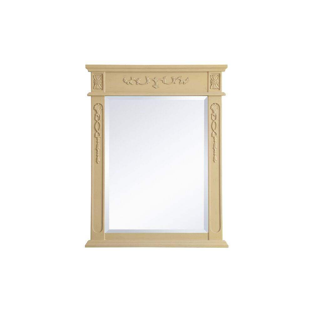 Alt View 2. Elegant Decor - Wood Frame Mirror 28 Inch X 36 Inch In Light Antique Beige - Light Antique Beige.