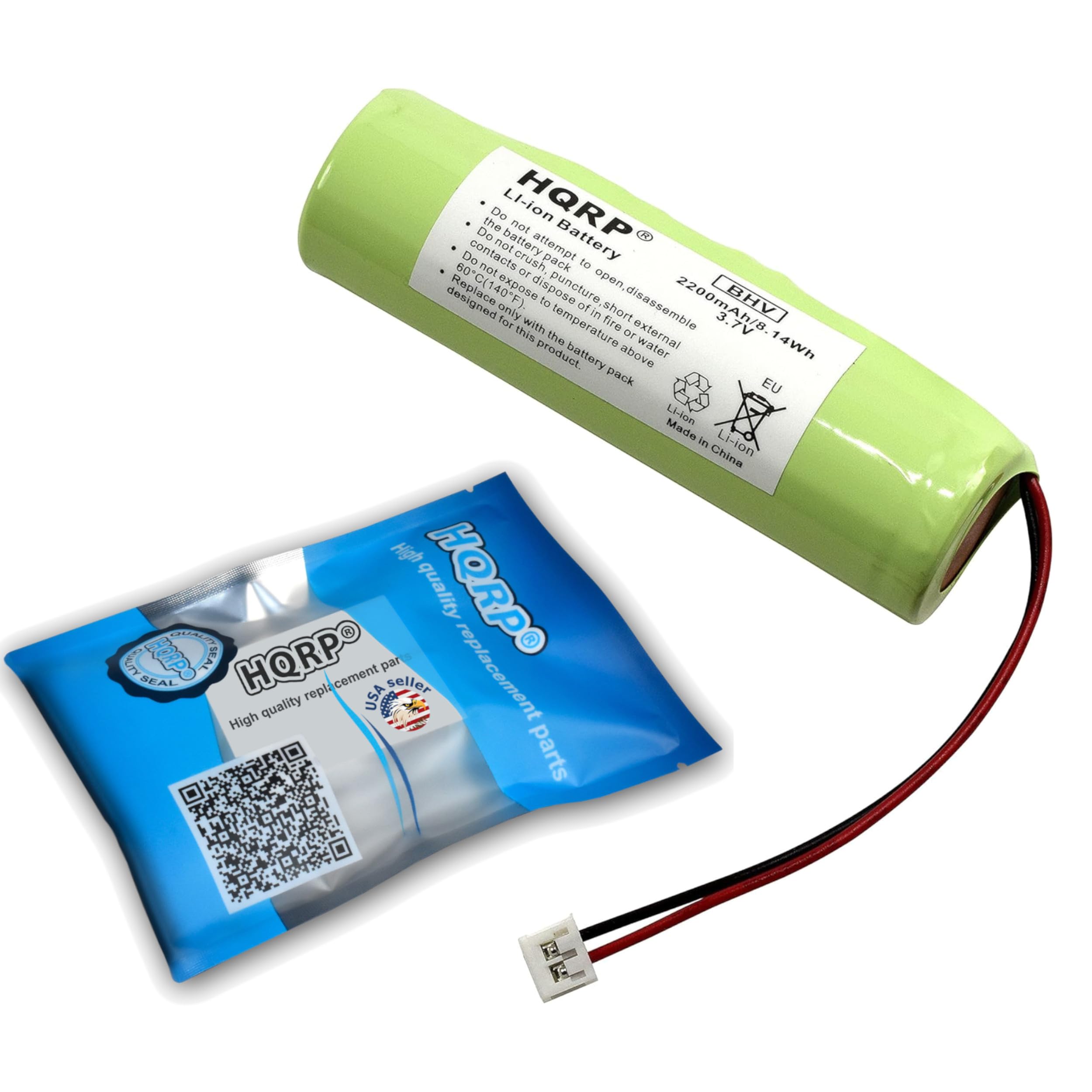 LAPSEAL De Li-ion HQRP the not Do battery Battery C contacts not attempt Do not Do crush pack to 60 ar C(140°F). expose dispose puncture open bangianb Vino to of in shart disassemble 2200mAh8, BHV for with temperature fire this the or external water 14Wh product. battery above pack EU Li-son Made in Li-ion China U MAL HQRPO par quality HORPO High quality repli cement USA seller replacement parts E 1 -

---

**Corrected Text:**

- Do not attempt to open, disassemble, or expose the battery pack to fire or external temperature above 140°F (60°C).
- Do not crush, puncture, or expose the battery pack to water or short-circuit.
- Do not dispose of the battery pack in fire or external temperature above 140°F (60°C).
- Replace with the same product.
- Designed for this product.
- 2200mAh 3.7V 14Wh
- EU
- Li-ion
- Made in China
- HQRP
- High quality replacement parts
- BHV
- SEAL
- Made in USA