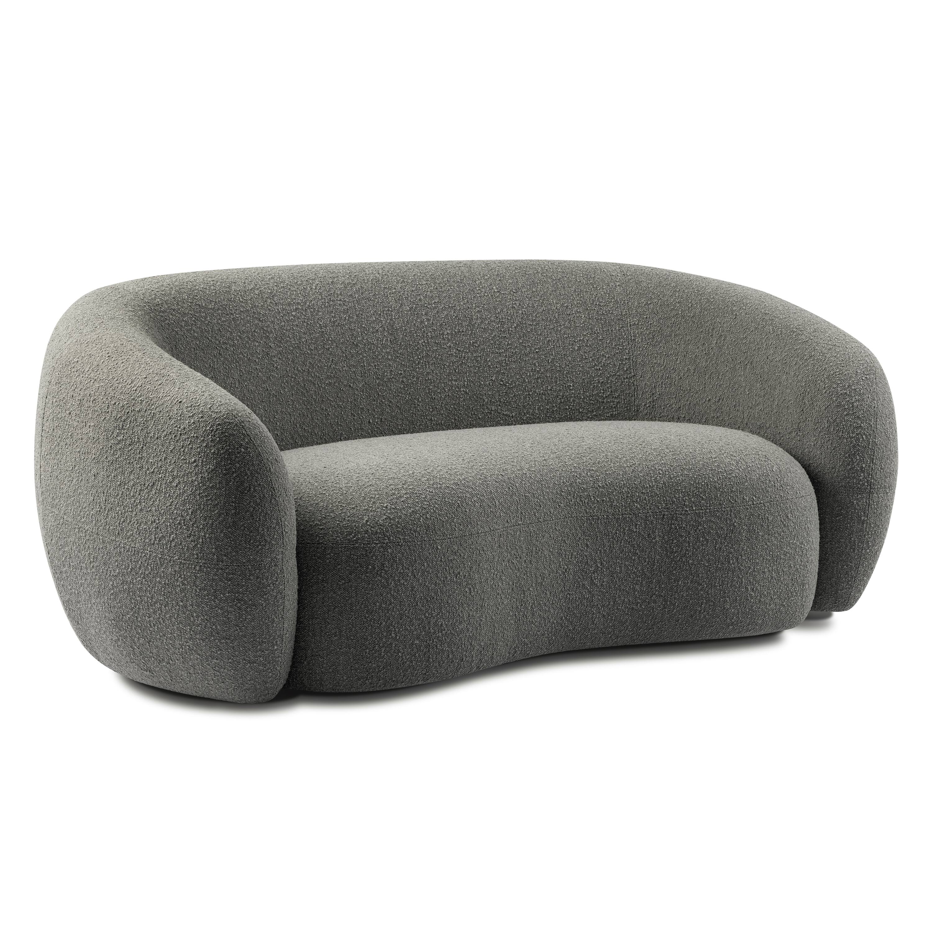 Front. Simpli Home - Sherri 69 inch Wide Contemporary Loveseat Sofa in Stone Grey Boucle Performance Fabric - Stone Grey.