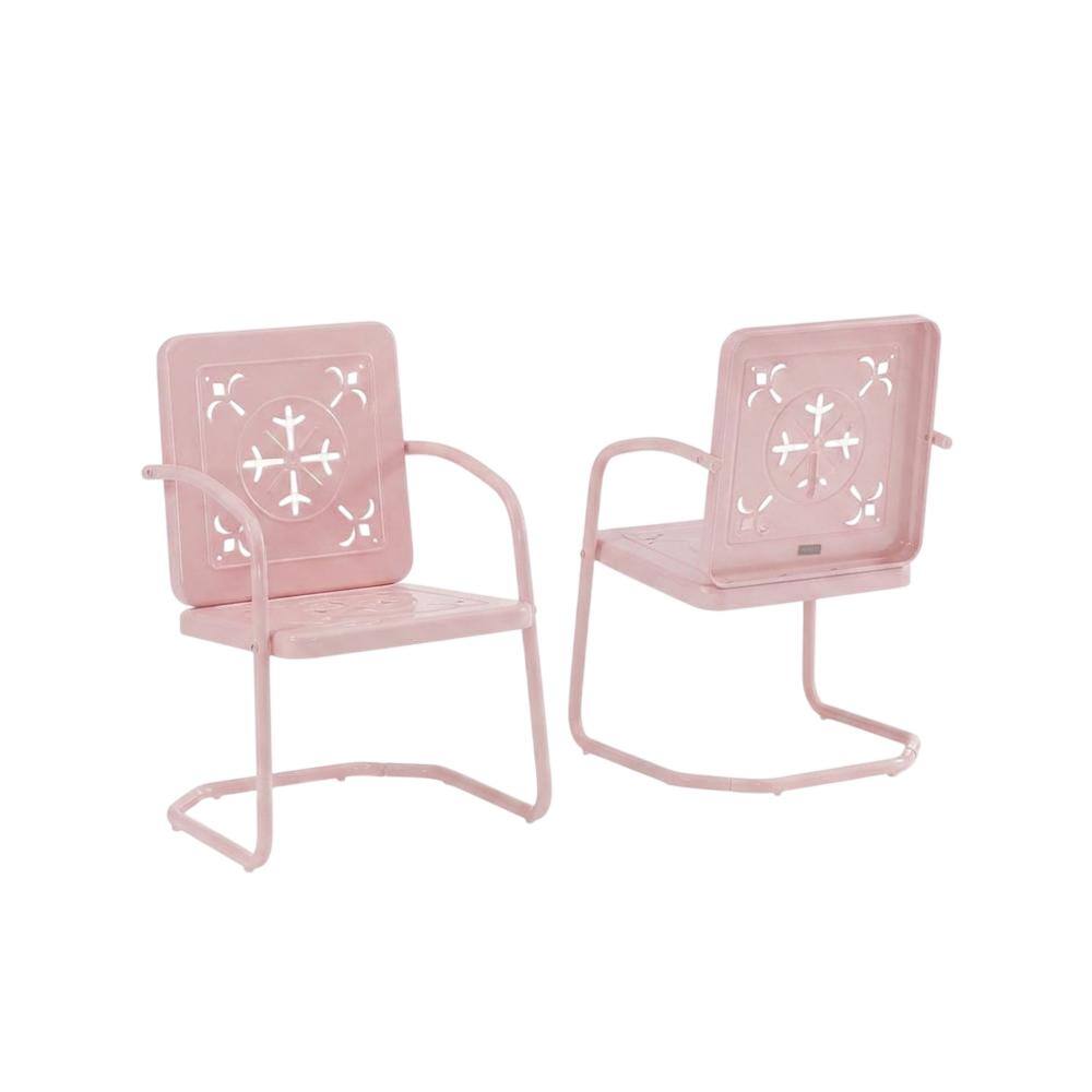 Front. Crosley Furniture - Azalea 3-Piece Retro Outdoor Chair Set - Side Table & 2 Chairs - Pastel Pink Gloss.