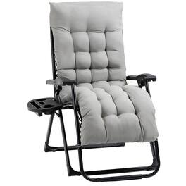 Resenkos - Padded Zero Gravity Chair, Folding Recliner Chair with Cup Holder Cushion - Gray