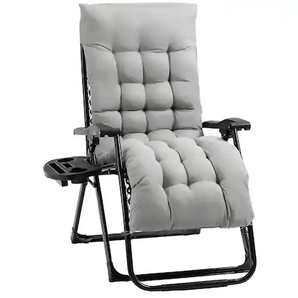 Front. Resenkos - Resenkos Padded Zero Gravity Chair, Folding Recliner Chair with Cup Holder Cushion, Gray - Gray.
