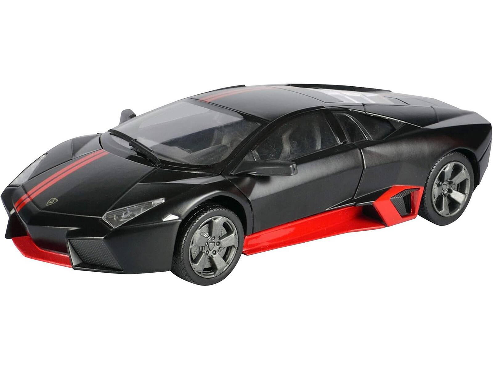 Alt View 1. Motormax - Lamborghini Reventon Matt Black with Red Stripes "Satin Paint" Series 1/24 Diecast Model Car by Motormax.
