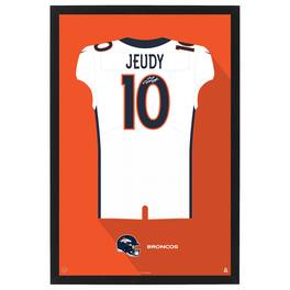 Sporticulture - Jerry Jeudy Away Jersey Framed Art Print - White
