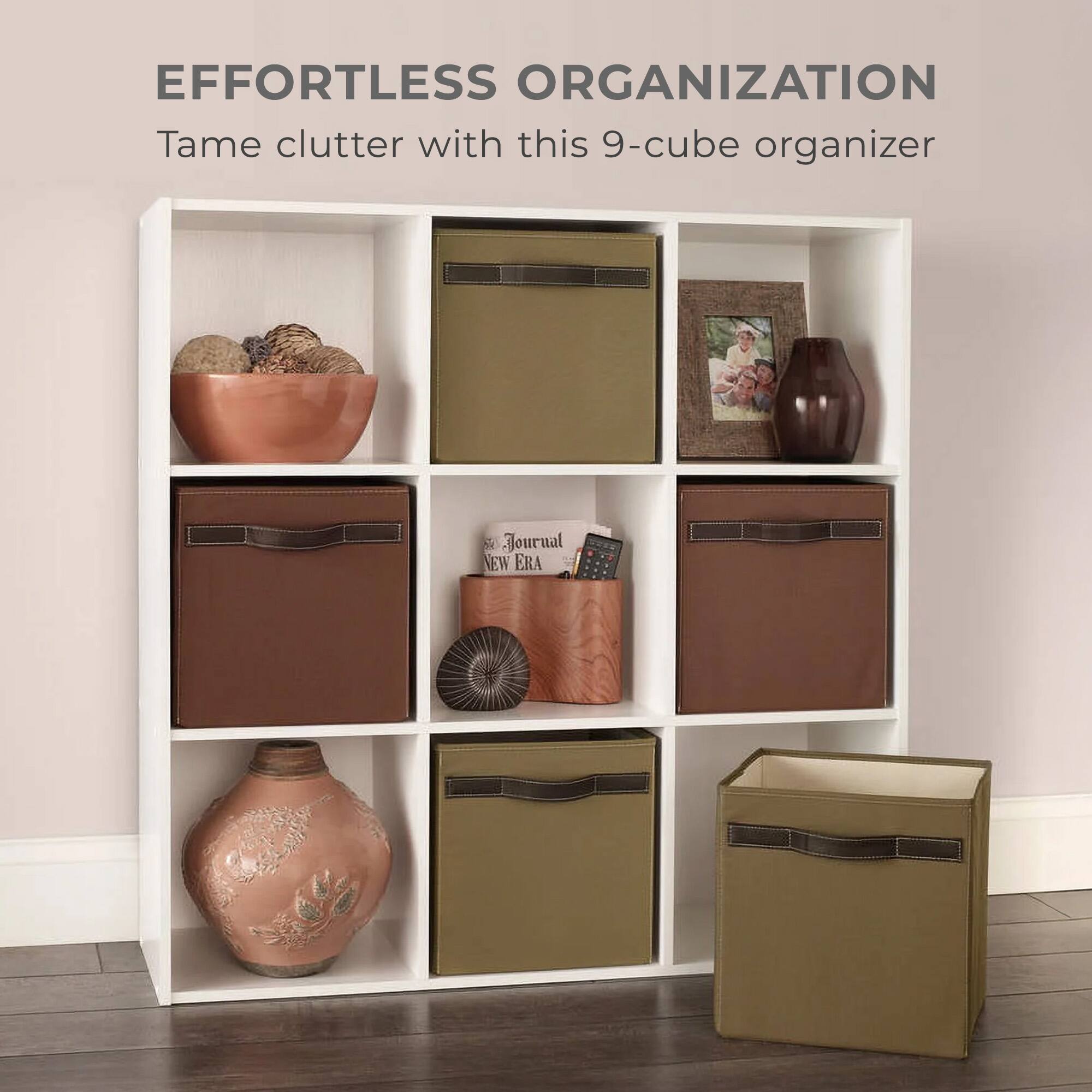 EFFORTLESS ORGANIZATION  
Tame clutter with this 9-cube organizer