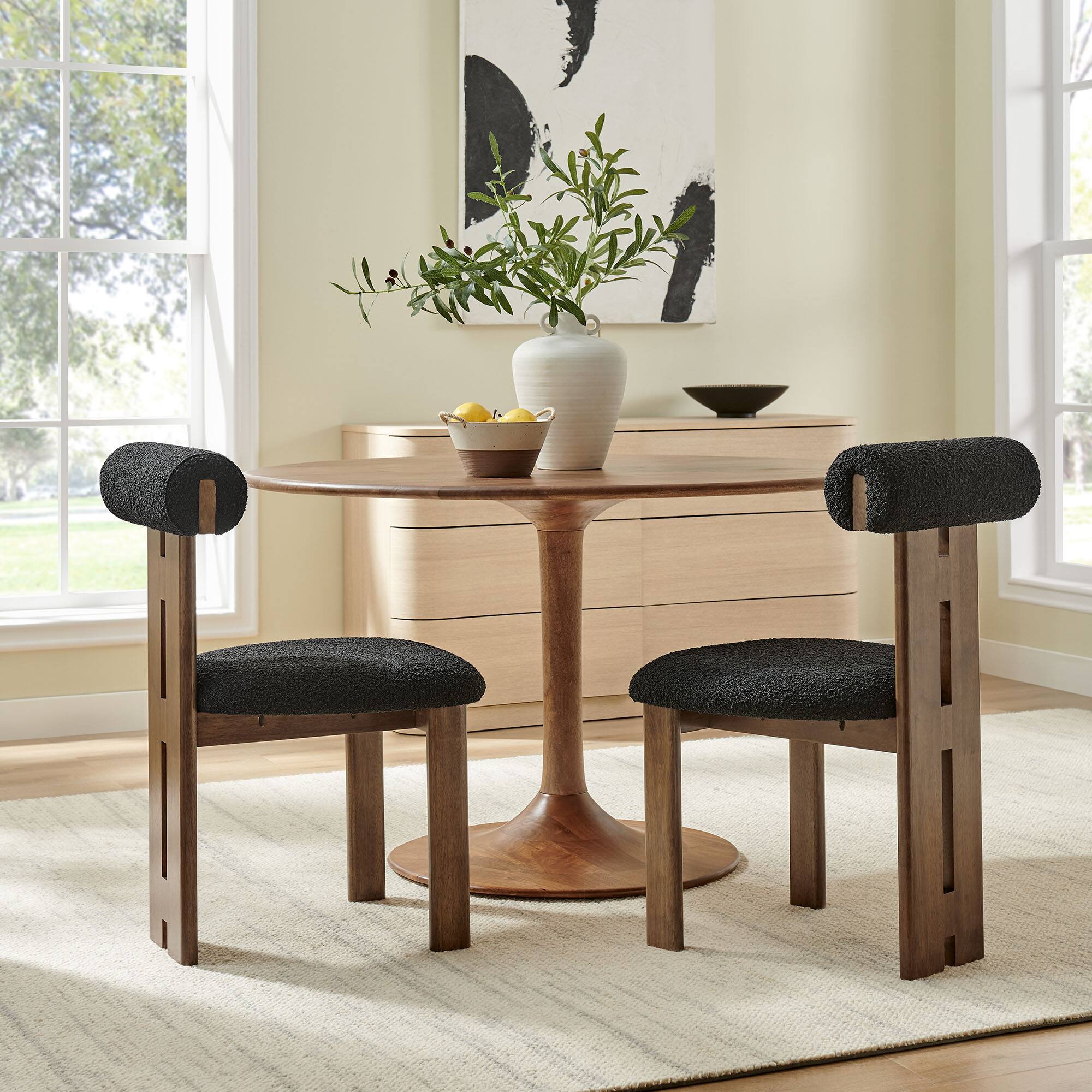 Alt View 5. Modway - Torian Boucle Fabric Dining Chair Set of 2 by Modway - Black.