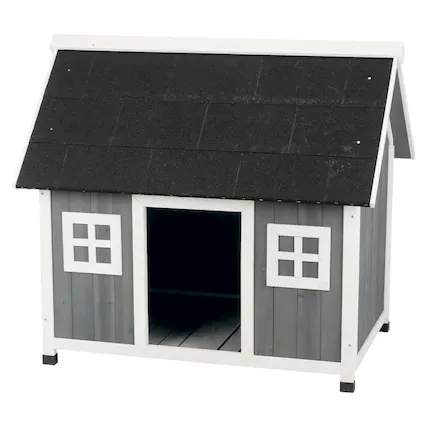 Front. TRIXIE - Natura Barn Style Dog House - Gray/White.