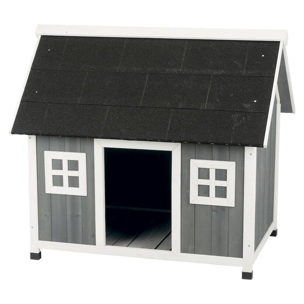 Front. TRIXIE - Natura Barn Style Dog House - Gray/White.