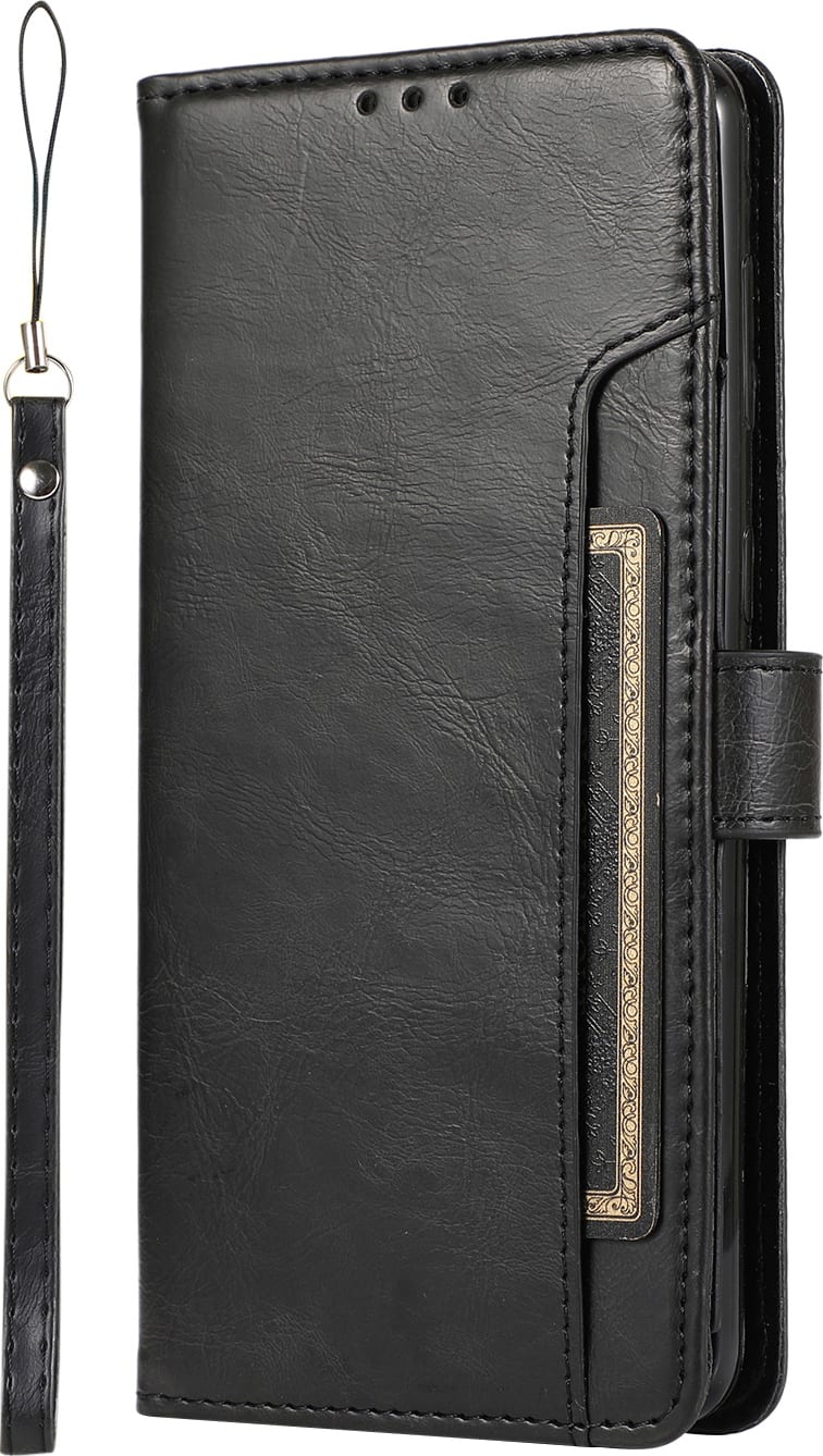 Front. SaharaCase - Genuine Leather Folio Wallet Case for Samsung Galaxy S24 - Black.