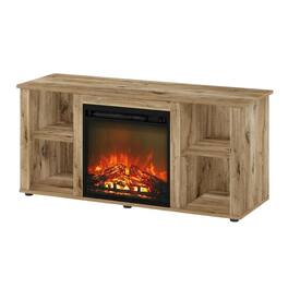 FurniFact - Wood Entertainment Center with Fireplace finish for Living Room - Brown