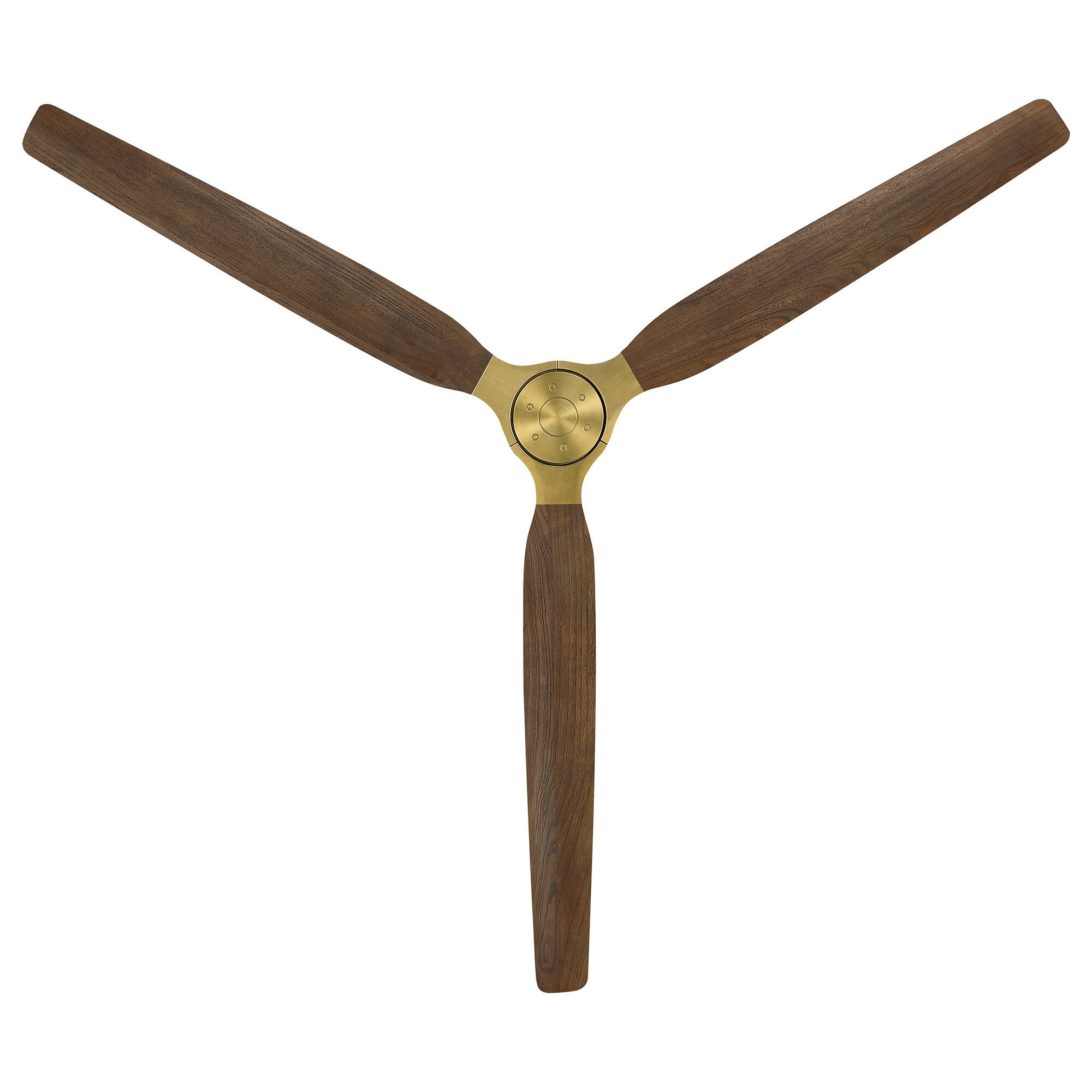 Alt View 9. Parrot Uncle - 84" Rustic Solid Wood Large HVLS Ceiling Fan with Remote, No Light - Brass.