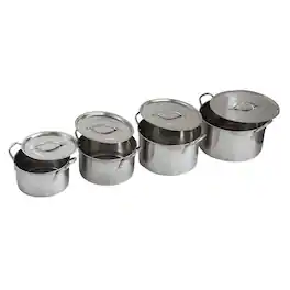 AmeriHome - 8 Piece Stainless Steel Stock Pot Set - Silver