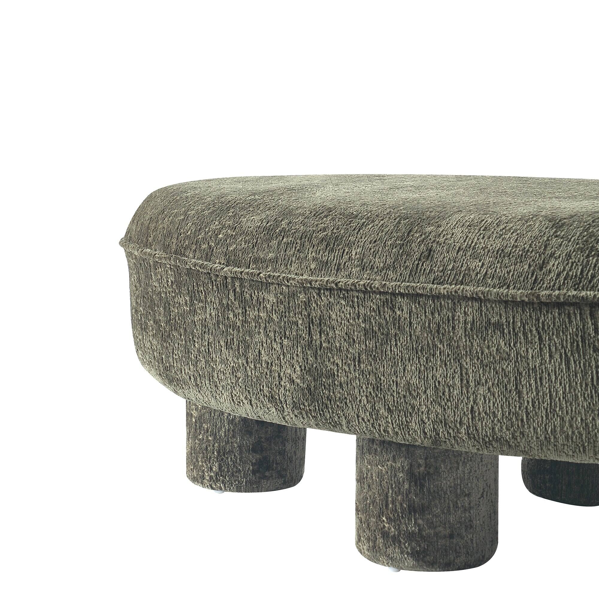 Alt View 1. Manhattan Comfort - Tribeca Mid-Century Modern Chenille Accent Ottoman - Olive Green.
