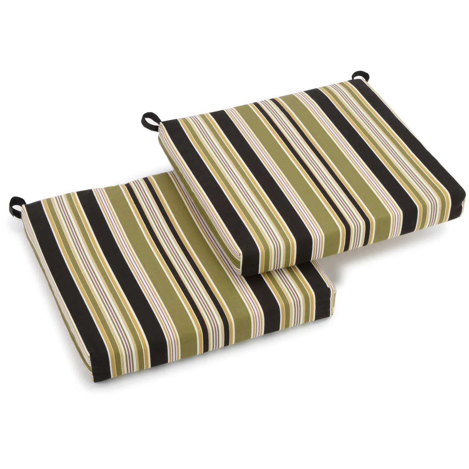 Blazing Needles - 20-inch by 19-inch Spun Polyester Chair Cushion (Set of Two) - Eastbay Onyx