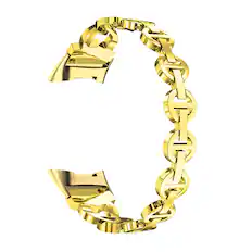 Front. StrapsCo - Evening Link Bracelet Stainless Steel Watch Band Strap For Fitbit Charge 6 - Yellow Gold.