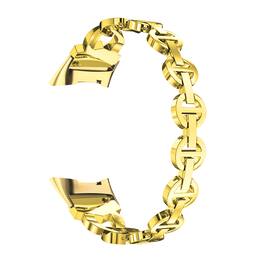 StrapsCo - Evening Link Bracelet Stainless Steel Watch Band Strap For Fitbit Charge 6 - Yellow Gold