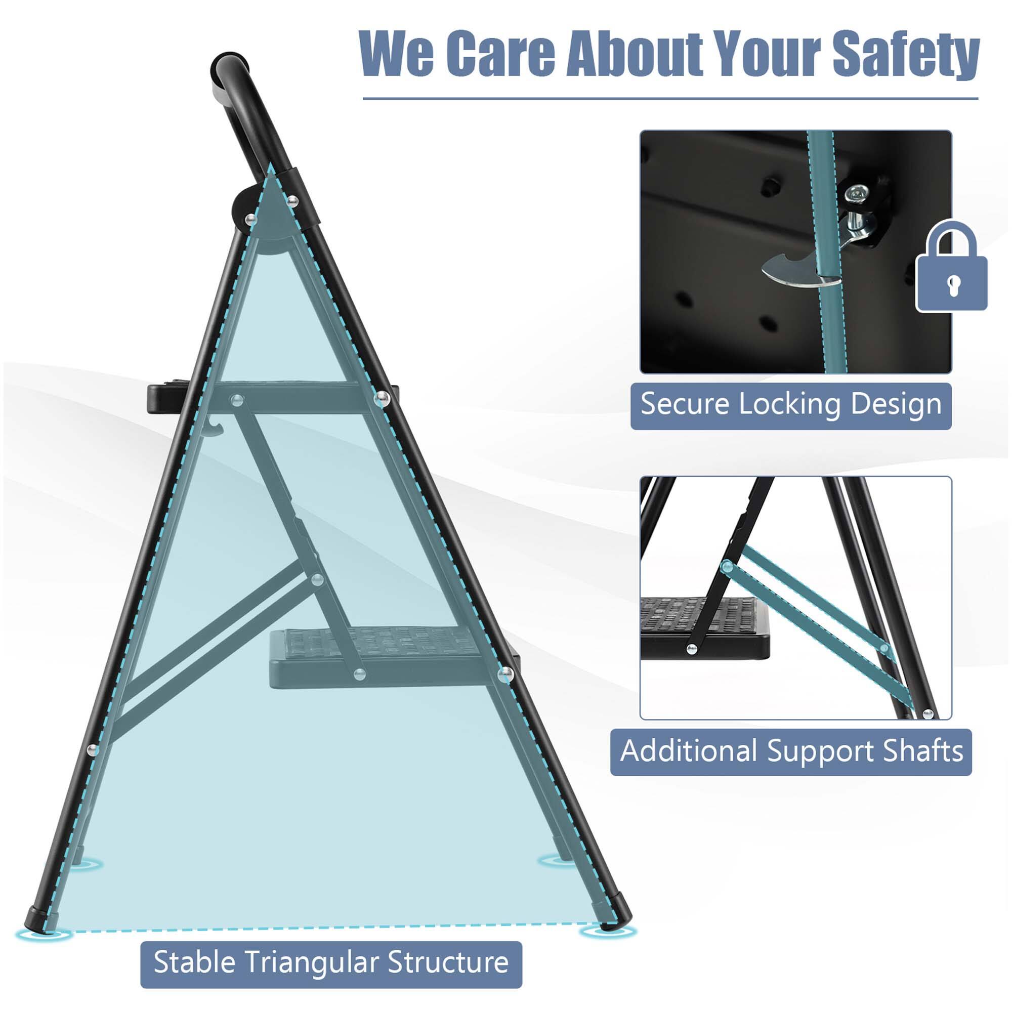 We Care About Your Safety  
Secure Locking Design  
Additional Support Shafts  
Stable Triangular Structure