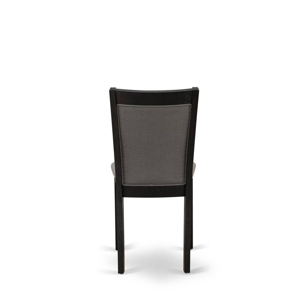 Alt View 1. East West Furniture - MZC6T50 Modern Dining Chairs - Dark Gotham Grey Linen Fabric Seat and High Chair Back - Wire Brushed Black Finish (SET - Wire Brush Black.