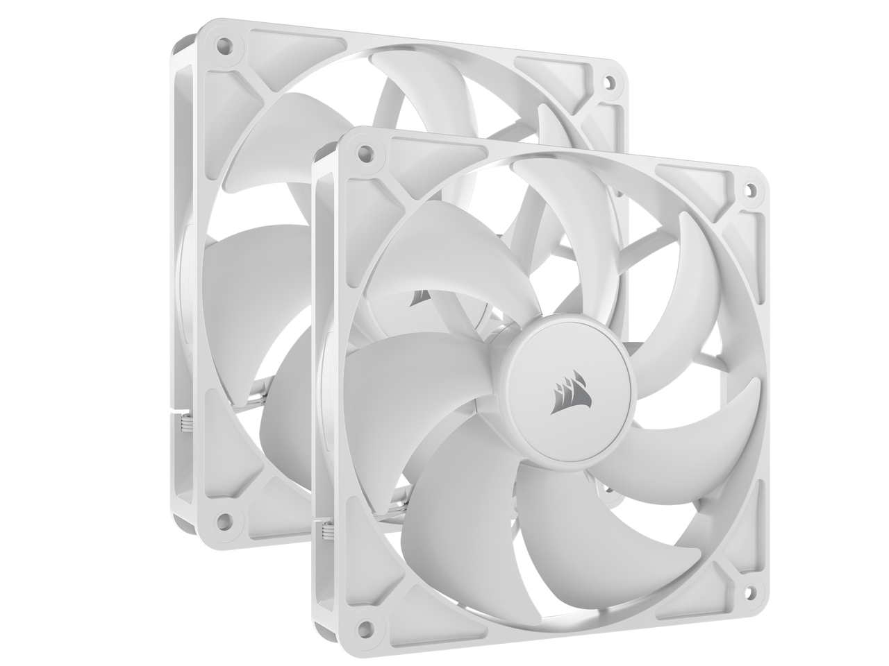 Front. CORSAIR - CORSAIR RS140 PWM 140mm Dual Fans - White - AirGuide Cooling - Magnetic Bearing - White.