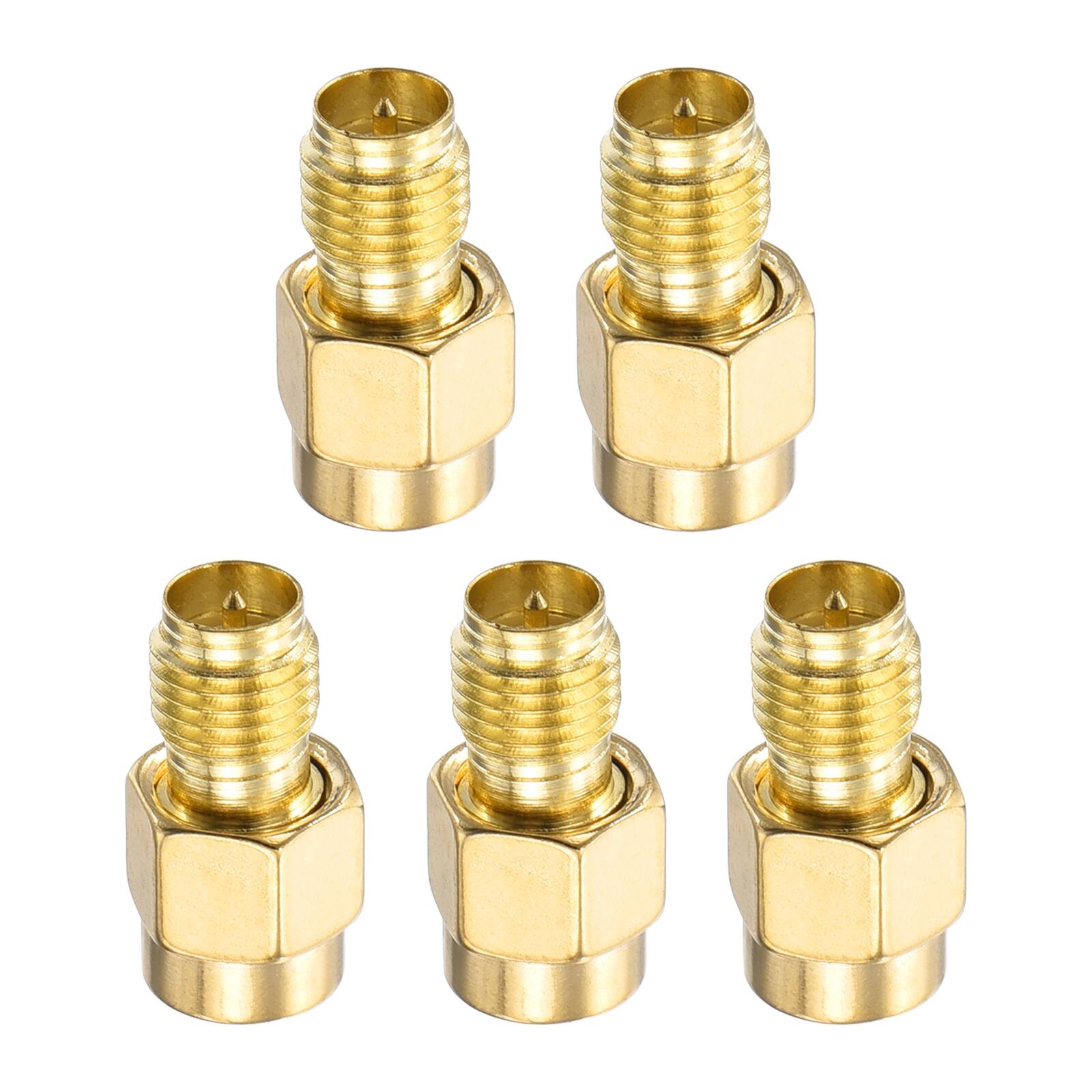 Front. Unique Bargains - 5pcs SMA Straight Adapter RP-SMA Male to Female 50 Ohm for RF Interconnect - Gold.