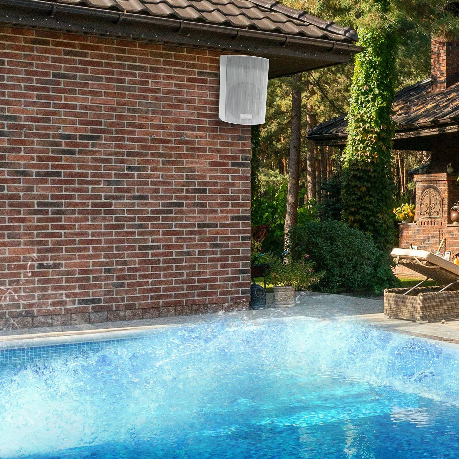 Back. Gemini - GHSI Series GHSI-W650BT-PR Outdoor Bluetooth 300-Watt-Peak Speaker Set with Mounting Brackets and Remote, 2 Count - White.