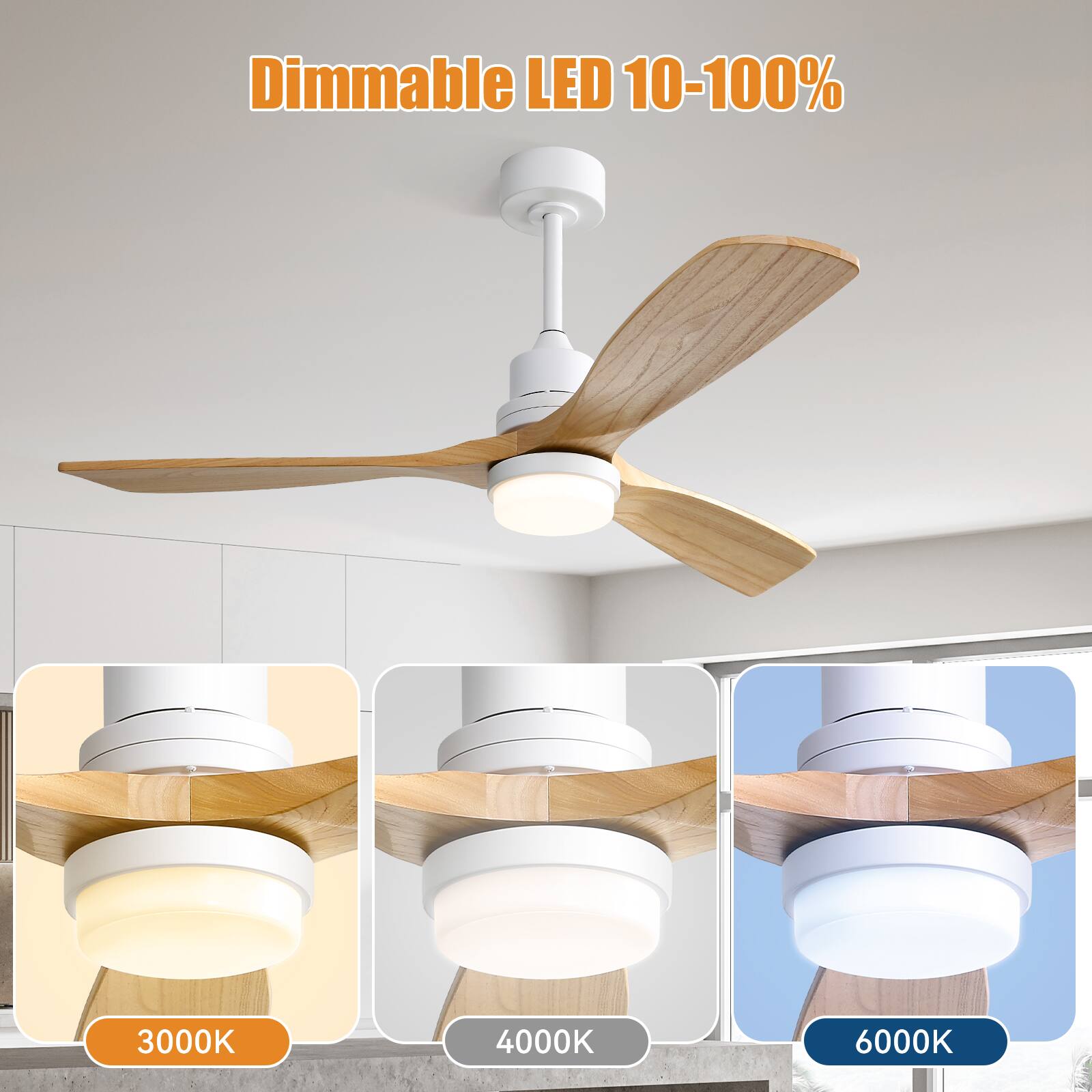 Dimmable LED 10-100%  
3000K  
4000K  
6000K
