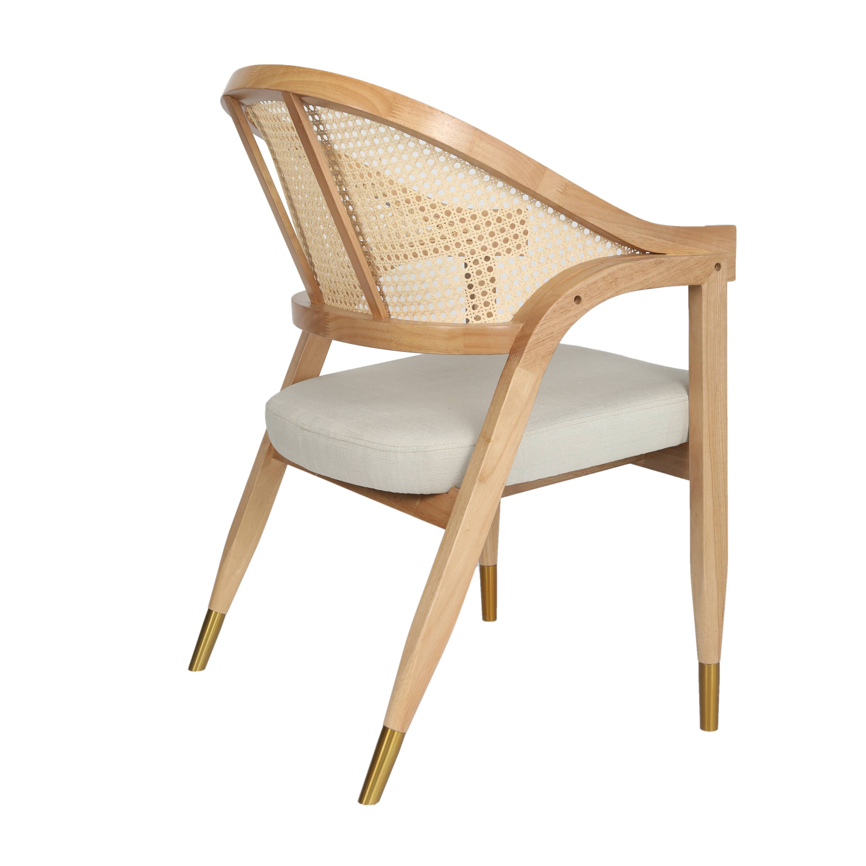 Alt View 7. Emma + Oliver - Willa Cane Rattan Dining or Accent Chair with Solid Wood Frame, Woven Backrest and Cushioned Seat - Natural.