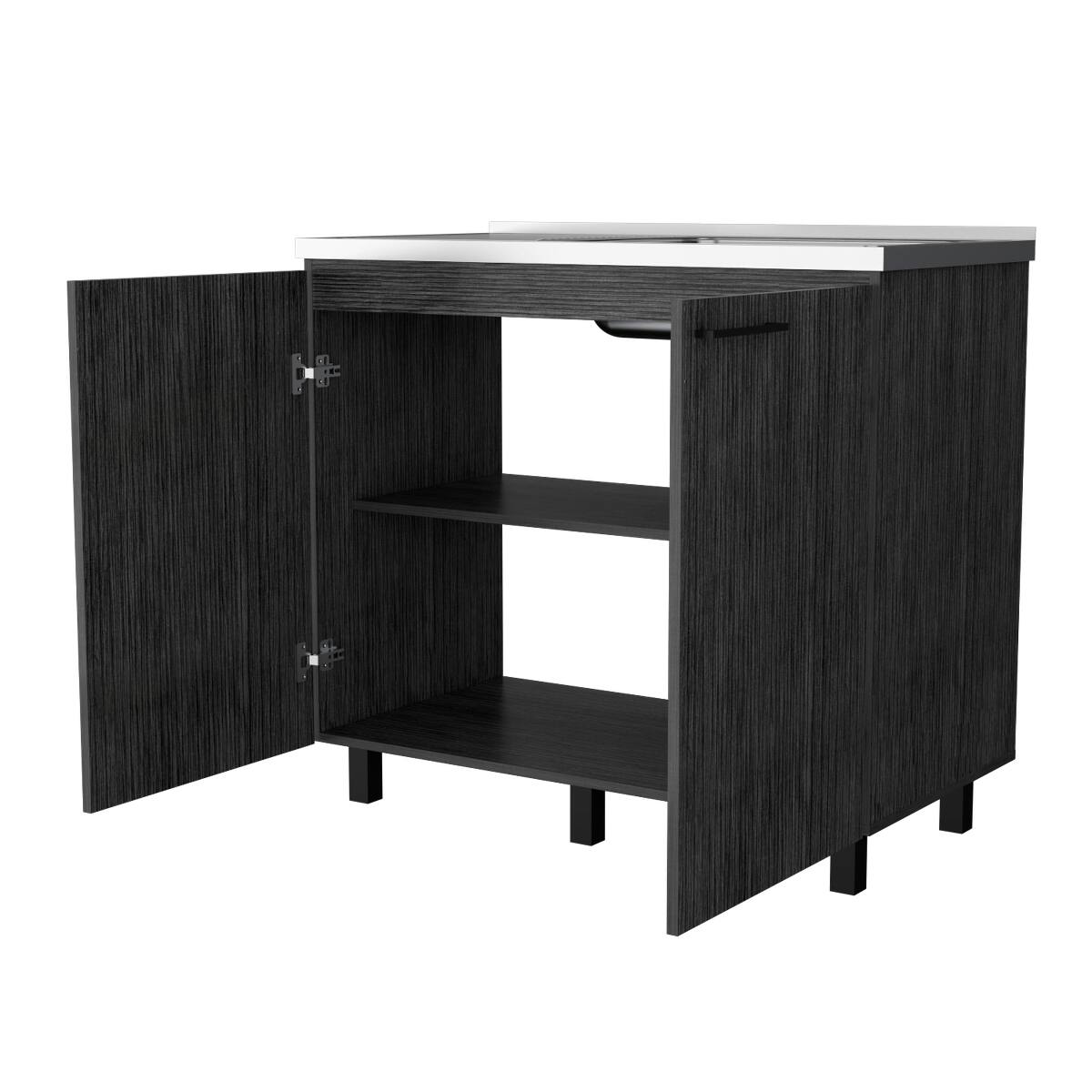 Ropilly Smokey Oak Utility Sink Cabinet with Storage, 39 Inch Kitchen ...