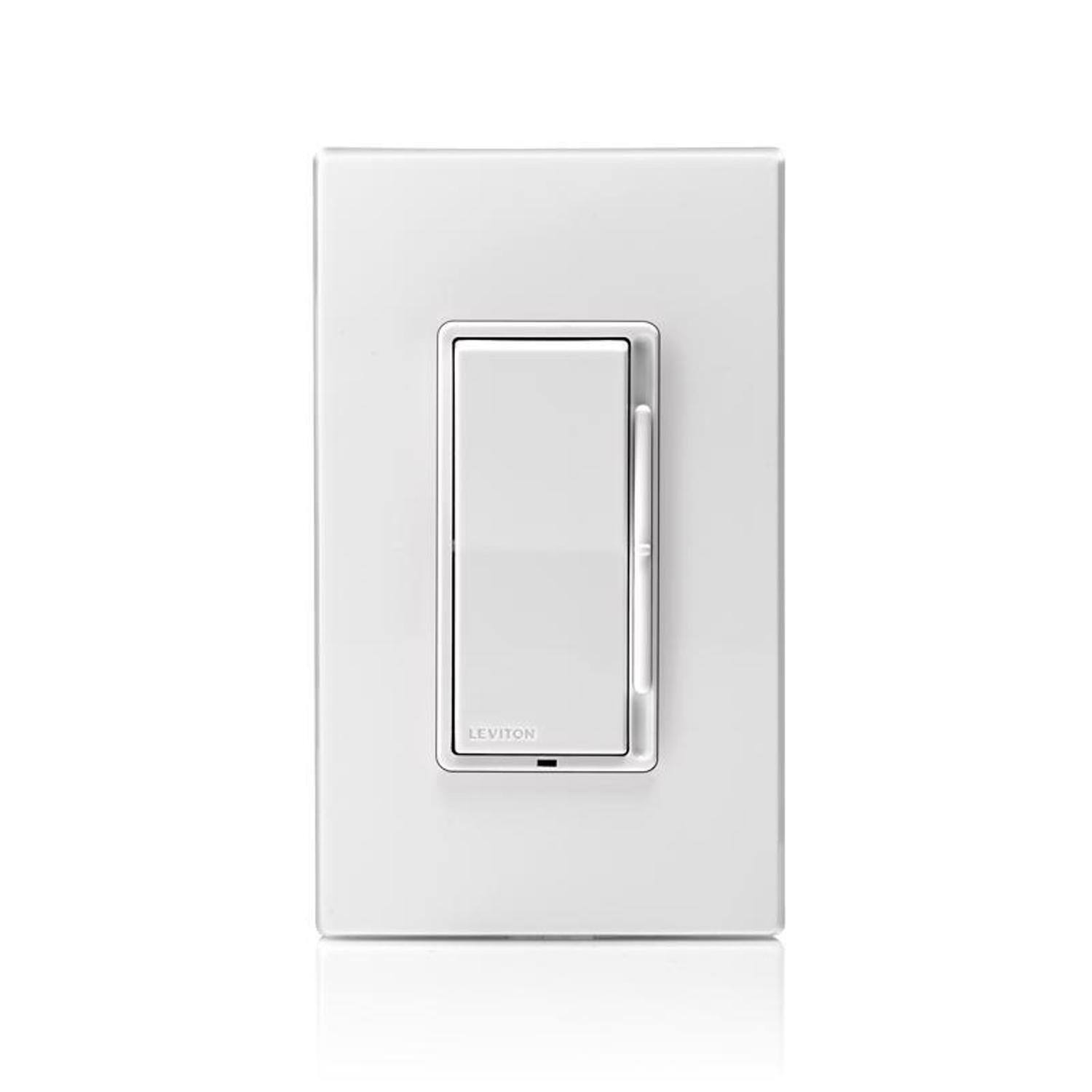 Left. Leviton - Leviton Decora White 600 W Rocker Dimmer Switch 3 pk - White.