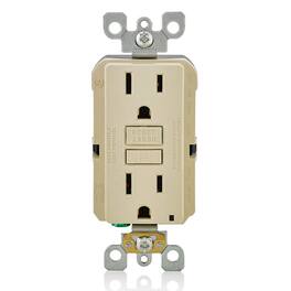 Leviton - GFCI Outlet 15 Amp Self-Test Non-Tamper-Resistant with LED Indicator GFNT1-I - Ivory