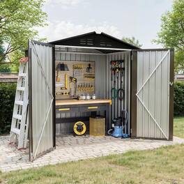 GAOMON - 6X4 FT Outdoor Storage Shed, Galvanized Steel Outdoor Storage Shed,130 Cu Ft Weather Resistant Garden Tool Sheds