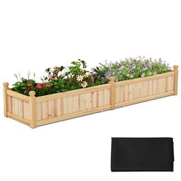 Costway - Wooden Raised Garden Bed Outdoor Rectangular Planter Box whth Drainage Holes - Natural