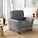 Angle. Costway - Modern Upholstered Accent Chair with Sturdy Legs - Grey.