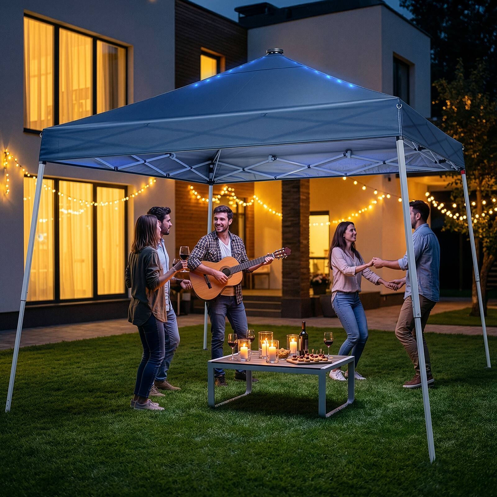 Angle. Winado - 6x6ft Pop Up Canopy Tent, Slant Legs, Foldable Portable Canopy Tent for Camping, Outdoor Gazebo, Outdoor Instant Shelter.