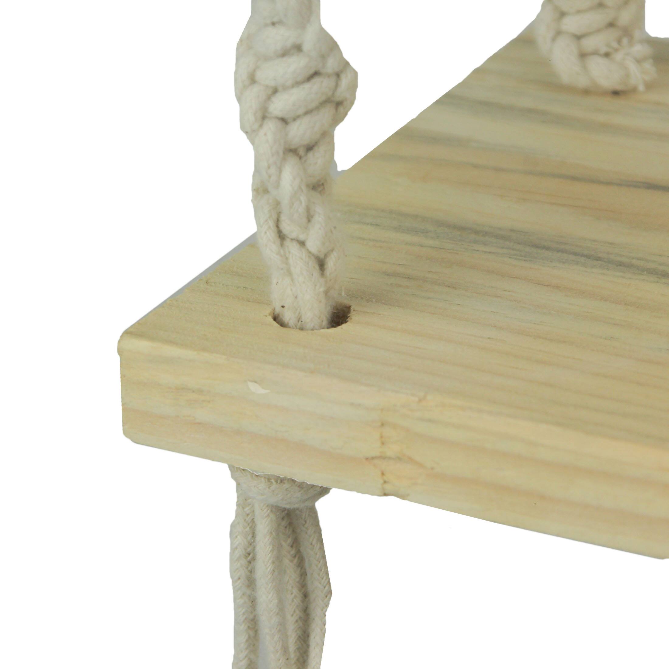 Alt View 2. Things2Die4 - Boho Style Hand Tied Macrame Wall Hanging With Wooden Shelf - Brown.