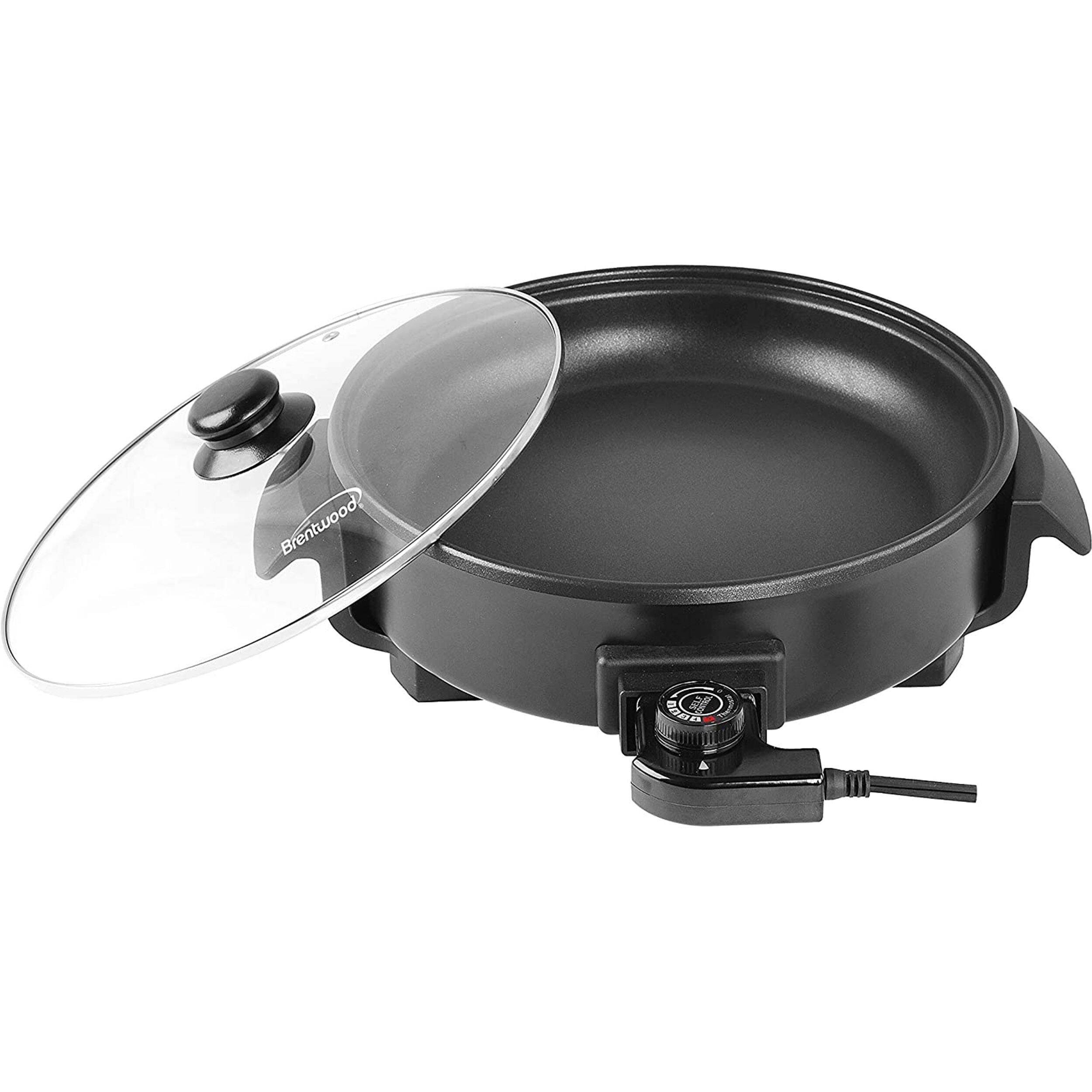 Alt View 4. Brentwood - Brentwood 12 inch Round Non-Stick Electric Skillet with Vented Glass Lid in Black - Black.