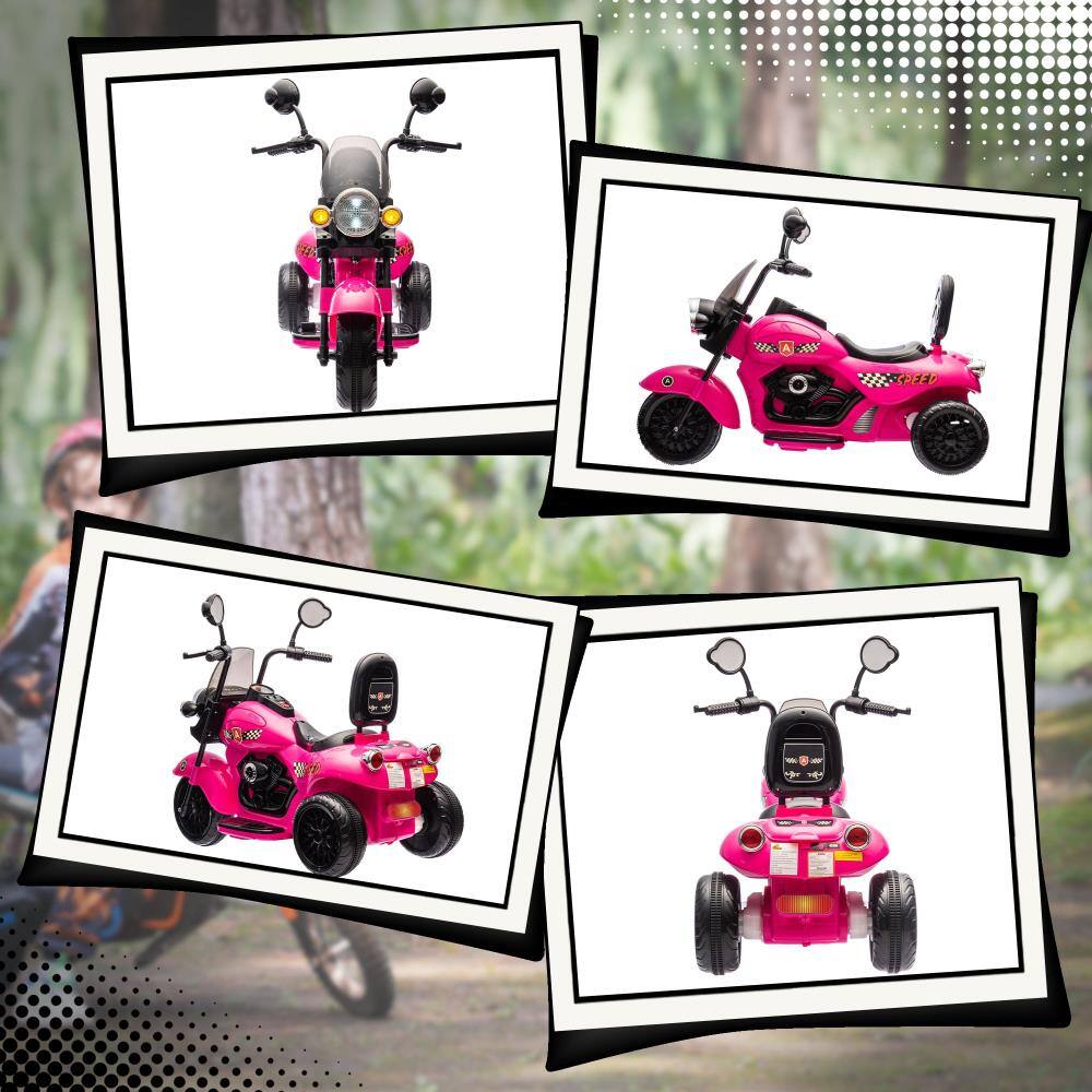 Alt View 1. BreeBe - Qaba 6V Kids Electric 3-Wheel Motorcycle, Chopper Ride On w/ Headlights, Music, Forward & Reverse, Ages 3-6 - Pink.