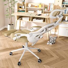 Hirose Alice - Ergonomic Office Chair - Adjustable Lumbar & Headrest, Reclining with Footrest, Breathable Mesh Back - Ho - Beige Modern