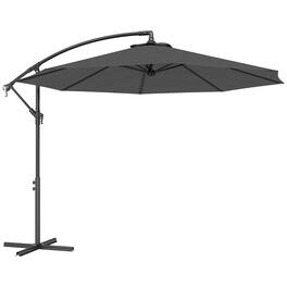 Outsunny - 10' Cantilever Hanging Tilt Offset Patio Umbrella with UV & Water Fighting Material and Cross Base - Gray