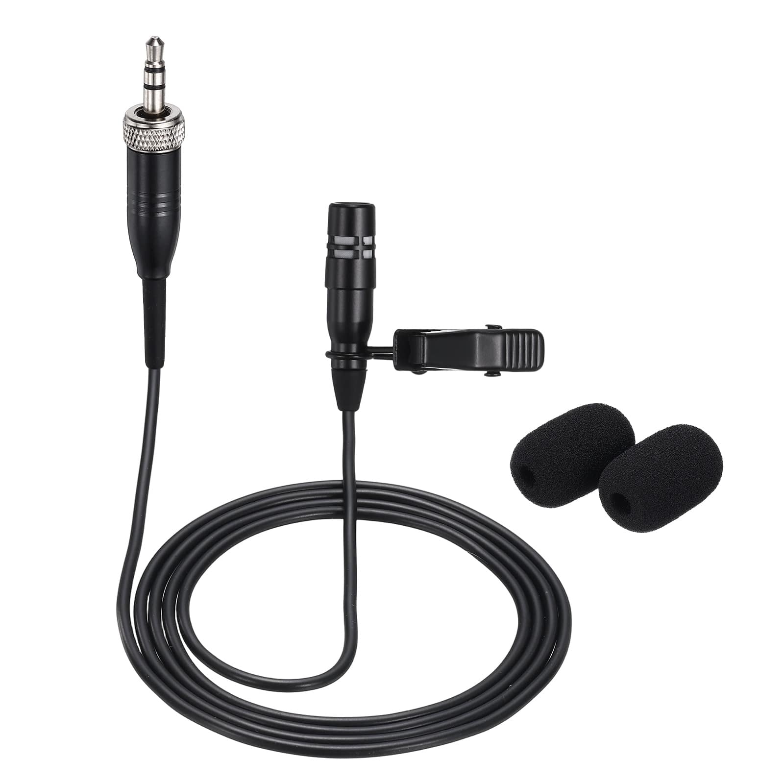 Unique Bargains - Lavalier Lapel Microphone 3.5mm Female Screw Plug Condenser Collar Mic 1m Wired Unidirectional for Presenters - Black