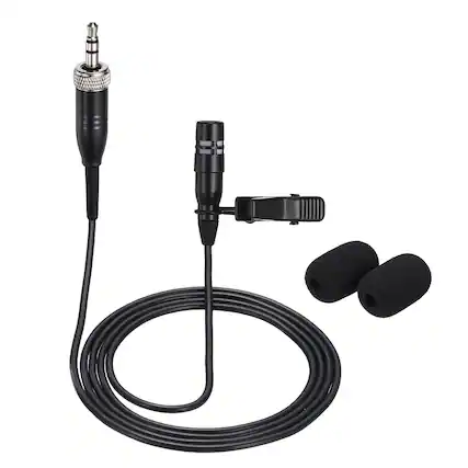 Front. Unique Bargains - Lavalier Lapel Microphone 3.5mm Female Screw Plug Condenser Collar Mic 1m Wired Unidirectional for Presenters - Black.