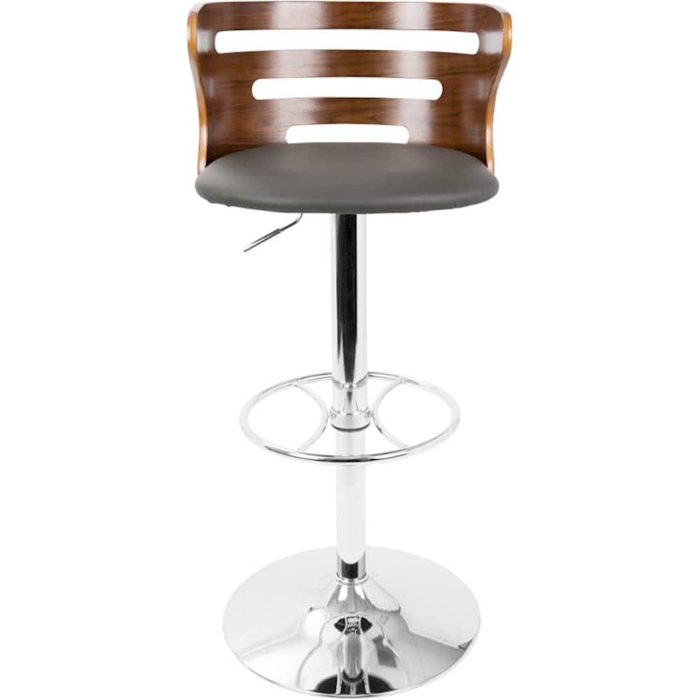 Front. LumiSource - Cosi PU Leather Barstool - Walnut/Grey.